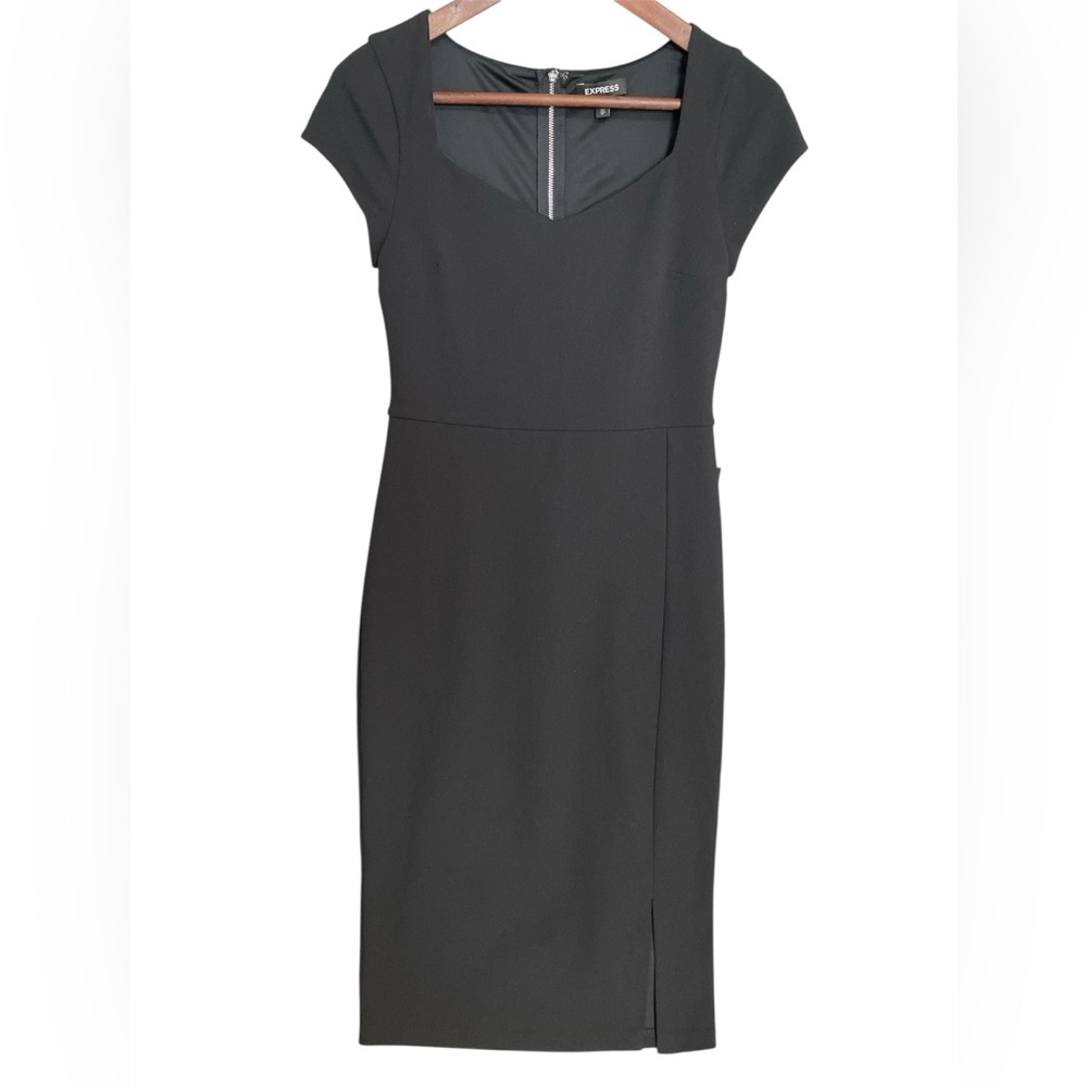 Express Black Cap Sleeve Midi Dress